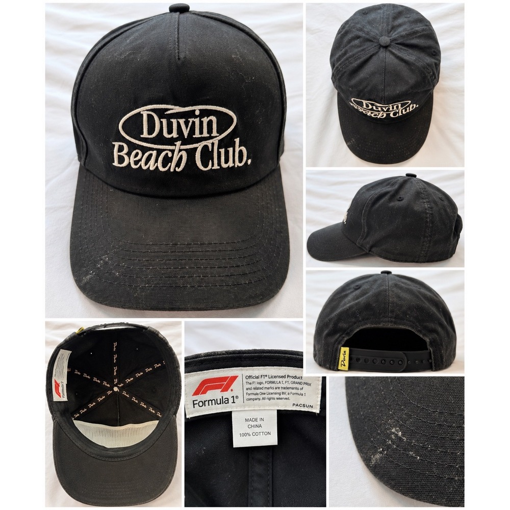 Duvin Beach Club Snapback Hat Black Cotton Member Cap
